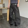 Jeans Retro Americano Curvos con Diseño de Botones Largos para Hombre 2026, Pantalones de Moda Sueltos de Pierna Ancha hasta el Suelo para Otoño