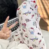 Algodão Nuvem Gato Kt Estilo Novo Casual Desenho Animado Calça Longa Pijama para Mulheres Verão Roupa de Casa Calça de Dormir Adequada para Caminhar e Usar Fora