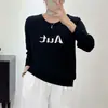 Moda Francesa Listrado Gola Redonda Malha Feminino 2026 Outono Novo Estilo Suéter Solto Emagrecedor Versátil Top Rejuvenescedor