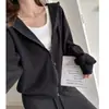 Moletom com Capuz Casual Simples Preguiçoso Solto Básico Versátil Engrossado Feminino Novo Estilo Coreano Outono/Inverno