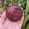 Espejo de Sándalo, Espejo de Maquillaje Portátil, Pequeño Espejo Redondo Exquisitamente Tallado, Espejo de Madera Maciza, Se Puede Imprimir con Logo, Regalo para el Día del Padre