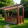 Soporte de Flores de Madera Anticorrosión Personalizado por el Fabricante, Estructura de Trepa para Patio Exterior, Enrejado de Uvas para Pasillo Cultural Escolar
