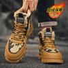 Botas de trabajo de caña alta con suela gruesa para aumentar la altura, nuevas de invierno para hombre, botas tipo Martin forradas de polar, zapatos de moda de camuflaje de caña media para hombre