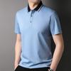 Hengyuanxiang 5A Antibacteriana Sin Planchar Lino Manga Corta Camisa Polo Camiseta para Hombre 2024 Verano Nueva Camiseta Casual de Negocios