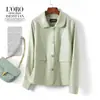 Chaqueta de Piel para Mujer, Estilo Corto con Solapa, Rosa, Rejuvenecedora, Estilo Coreano, Nuevo Modelo Otoño e Invierno, Piel de Oveja