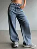 Bestseller transfronteiriço da Amazon: Jeans feminino 26, marca da moda, estilo doce e picante, cintura média, solto, casual, comprimento longo