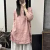 Camisa feminina de verão, qualidade original de exportação, gola redonda retrô, corte solto, plus size, modeladora, comprimento médio, top estiloso