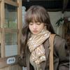 Bufanda de Lana Tejida a Cuadros Estilo Coreano Estilo Japonés Todo Combinable Cálida Larga Chal de Doble Propósito Bufanda de Estudiante Simple y a la Moda