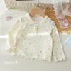 Camiseta de Manga Larga de Otoño para Niña, Moda Coreana con Estampado de Estrellas, Camisa Polo de Otoño, Ropa con Borde de Volantes para Bebé Niña