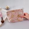 Nuevo Estilo Zhu Algodón y Lino Bolsa de Cosméticos Bordada con Plantas de Lona Portátil de Mano Bolsa de Almacenamiento Lápiz Labial Cuidado de la Piel Neceser