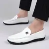 Marca Dragonfly, zapatos casuales de cuero negros para hombre estilo británico, mocasines sin cordones con suelas blandas, perfectos para conducir