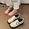 Mocasines de Piel Genuina para Mujer 2026 Nuevos Mary Janes de Punta Redonda con Velcro Estilo Británico JK Japonés Zapatos Pequeños de Piel Zapatos Individuales