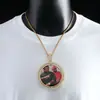 Hip-Hop Europeu e Americano Transfronteiriço Cobre Incrustado Zircônia Pingente de Foto Grande Redondo Rotativo Moldura de Foto Comemorativa Colar Masculino Personalização