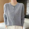 Cárdigan de punto trenzado de cuello redondo suave estilo coreano para mujer, abrigo corto de primavera y otoño, prenda de abrigo moderna y cálida