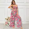 Pijama de malla transfronterizo para mujer, estilo europeo y americano, camisola sexy de malla con estampado floral de verano, conjunto al por mayor