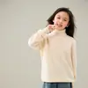 Suéter de Lã com Gola para Crianças Outono e Inverno Novo Meninos Meninas Espessado 100% Lã Cor Sólida Suéter Pulôver para Crianças Médio e Grande