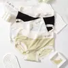 Calcinha feminina sem costura de seda gelo feita de fábrica, cintura média de algodão 10A com fundo antibacteriano, calcinha respirável para estudantes