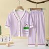 Pijamas para niños Niños Primavera y Verano Manga Corta Pantalón Corto Cárdigan Traje Lindo Ropa de Aire Acondicionado para Niños Ropa para el Hogar