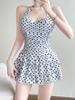 2025 Nuevo Traje de Baño de Una Pieza Estilo Falda Lunares para Chicas Ligeramente Gorditas Femenino Conservador Adelgazante Carne Sexy Reunión de Senos Grandes