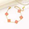 Explosões transfronteiriças trevo de quatro folhas pulseira de cinco flores não desbota pulseira de aço titânio feminina minoria senso de alto nível pulseira feminina atacado