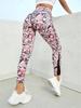 Pantalones Casuales Europeos y Americanos de Primavera y Verano, Ropa Interior Ajustada de Malla Rosa Estampada con Efecto Levanta Glúteos, de Tobillo