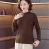Camiseta básica de cuello medio para mujer, estilo madre, nuevo modelo otoño e invierno 2026, camiseta de manga larga para mujer de mediana edad