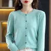 Cárdigan de punto para mujer, chaqueta suéter de cuello redondo, nuevo para primavera y otoño, suelto, moderno, corto, elegante, camiseta base