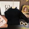 Ropa Estilo Coreano para Niños 2025 Nuevo Otoño e Invierno Estilo Niña Tejido de Punto Suéter de Punto Cuello Semialto Camiseta Básica Versátil para Niños