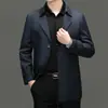 Auténtico abrigo de gabardina nuevo para hombre de seda de morera, una chaqueta de traje elegante y sofisticada de longitud media y corte entallado para primavera y otoño