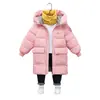 Inverno novas roupas acolchoadas de algodão infantil roupas acolchoadas de algodão médio e longo para meninos e meninas Versão coreana de casaco jaqueta acolchoado de algodão com capuz grosso atacado