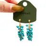 Pendientes de Uva Turquesa Azul Natural Estilo Nuevo Primavera y Verano para Mujer, con un Toque de Nicho, Fresco, Natural, de Alta Gama y un Encanto Vintage