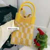 Bolso de Mano de Punto de Nuevo Estilo Color Dopamina Bolso de Almacenamiento Versátil de Nicho Bolso Pequeño de Punto Cruzado