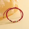 Pulsera de Cuerda para Mano de Orilla, Pulsera de Cuerda Roja Tejida con Cinnabar para Hombres y Niñas, Pulsera de Pareja para Regalo de Tanabata, Buena Suerte
