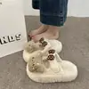 Zapatillas de Algodón Perezosas Envolventes para Comodidad en Casa 2026 Invierno Nuevo Lindo Oso Pequeño Lazo Zapatillas de Algodón Esponjosas con Suela Gruesa