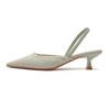 Sapatos de Primavera e Verão Fhao Sapatos de Primavera Boca Rasa 2023 Sapatos de Salto Baixo Bolsa Frontal Tira Traseira Moda Salto Fino Sapatos Casuais