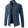 Tejido de Punto con Forro Polar para Hombre Otoño e Invierno Europeo y Americano, Cárdigan de Cuello Alto para Hombre de Mediana Edad, Chaqueta de Corte Ajustado, Cálido, Casual y Versátil