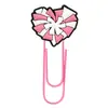 Nuevo marcapáginas de estudiante con lazo rosa, pin pequeño decorativo DIY, clip de papel creativo de dibujos animados, clip de papel de amor