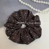 Estilo Coreano Azul Café Puntos Doble Capa Tela Scrunchie Intestino Delgado Estilo Perezoso Retro Moño Cola de Caballo Goma para el Cabello Accesorio para el Cabello