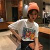 Verano 2024 nueva camiseta de manga corta para mujer con pintura al óleo artística suelta para combinar con todo ins súper popular top casual de estudiante para mujer
