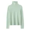 Novo suéter de cashmere 100% estilo básico bainha enrolada sem costura gola alta versátil outono e inverno
