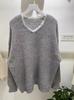 Suéter de dos piezas con cuello de encaje falso para mujer, moda coreana, elegante, holgado y perezoso, para otoño