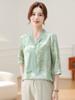 Camisa de Verano para Madre Reductora de Edad Nuevo Estilo Camiseta Estilo Occidental para Mujeres de Mediana Edad y Mayores Holgada Adelgazante Manga Siete Cuartos Top Estampado