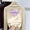 Camiseta Base de Polar para Niña con Cuello Medio Alto y Volantes Ropa Otoño Invierno Camiseta para Niños Medianos y Grandes Capa Interior Cálida Versátil Manga Larga