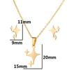 Juego de Joyería Versátil de Acero Inoxidable con Colgante de Estrella para Mujer Japonesa y Coreana, Aretes Geométricos Simples de Estrella de Cinco Puntas, Juego de Tres Piezas