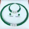 Colar de Contas Redondas de Calcedônia Verde Gelo Claro, Colar Transparente da Mãe, Colar Torre de Ágata Vermelha Jade, Fornecimento Atacadista para Transmissão ao Vivo