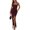 Moda Femenina Europea y Americana Transfronteriza Lv Sexy Elegante Ajustado Encaje Malla Tirantes Abertura Vestido Lv para Mujer Venta al por Mayor