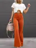 25 Calças Femininas de Veludo Quatro Estações Transfronteiriças Novas Roupas para Casa Calças Flare Femininas de Corte Justo Calças Casuais em estoque