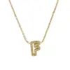Collar Transfronterizo Nuevo de 26 Letras A-Z Doble Capa Hueco Incrustado con Circonita Cadena Tipo O Chapada en Oro de 18K Colgante de Letra de Cobre para Mujeres