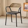 Cadeira Plástica de Rattan para Exterior, Cadeira de Encosto Único para Loja de Chá com Leite, Cadeira de Lazer Simples Estilo Nórdico Creme para Pousada