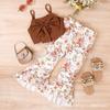 2023 Verano Nuevo Estilo Europeo y Americano Top de Tirantes con Lazo para Niños Pantalones con Estampado de Cuerno Traje para Niñas